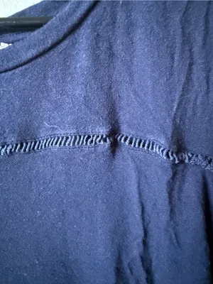 Navy Crochet Trim Boho Short Sleeve Top Women’s Large thumbnail 3