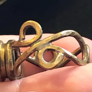 Vintage handmade hammered brass bullet primer ring thumbnail 12