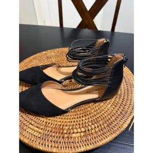 Rampage Pretty Black Pointed Toe Strappy Ankle Cage d'Orsay Flats Size 8.5 M thumbnail 4