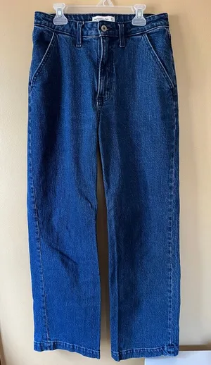 Abercrombie The 90s Relaxed Jean High Rise Blue Wide-Leg Jeans thumbnail 1