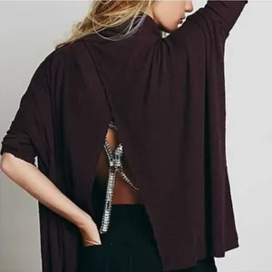 Free People Beach -459 Traveler‎ Pullover Split Back top in Black XS thumbnail 1