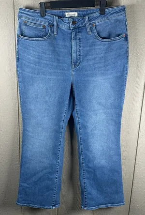 Madewell Cali Demi-Boot Cut Jeans Womens Size 16W Blue Medium Wash Denim Stretch thumbnail 1