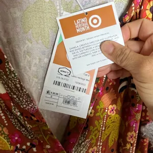 Target Latino Heritage Midi Dress Tropical‎ Resort V-Neck Women Brown Small NWT thumbnail 5