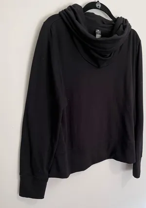 YOGALICIOUS Cowl Neck Pullover Sweatshirt. Black. Women’s Size L. EUC thumbnail 1