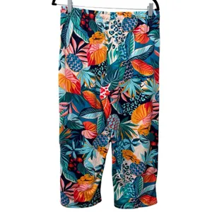 Cuddl Duds Pajama‎ Pants Sz M Floral Colorful Wide Leg Tropical Brushed Lounge thumbnail 2