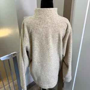 L.L. Bean Women’s‎ Sherpa Oat Brown Cream 1/4 Zip Pullover Sweatshirt Neutral XL thumbnail 4