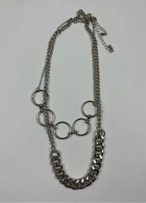 Hot Topic Silver Costume Chain & O-Loop Layered 2 Piece Necklace Set NWT New thumbnail 5