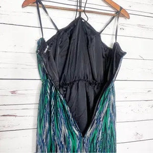 Gianni Bini Green & Blue Rhinestone Embellished Halter Top Maxi Dress Size 0 XS thumbnail 8