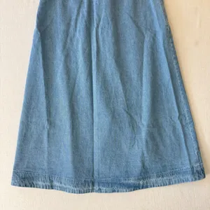 Retro Denim Maxi Skirt Womens Large Blue Button Front A-Line Boho thumbnail 10