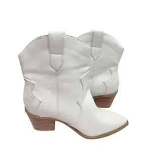 Journee Collection Western Boots Size 9 White‎ Pointed Toe Block Heel thumbnail 5