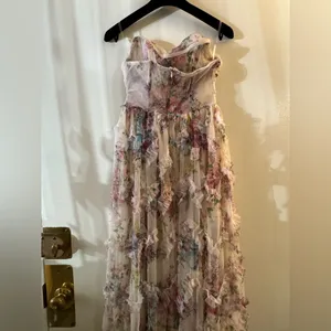 Faeriesty Ruched Bustier Ruffle Trim Hem Floral Print Tube Dress thumbnail 11