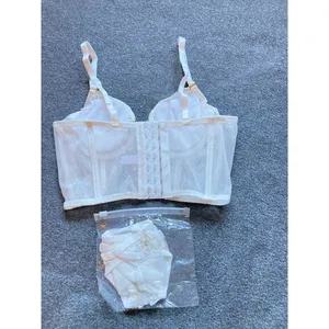 Floral Embroidered Mesh Bustier Set Size 34/75A New Longline‎ Lingerie Thong thumbnail 3