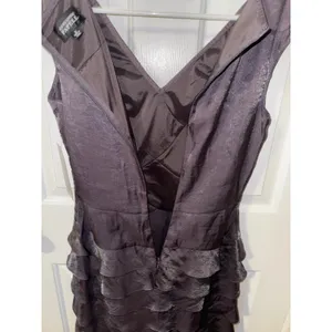 Adrianna Papell Womens Metallic Tiered Ruffle Cocktail‎ Dress Charcoal Grey 8 thumbnail 7