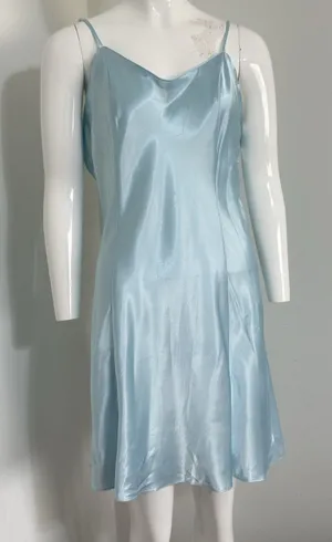 Y2K Secret Treasures Women’s Satin Slip Dress Nightgown Blue L Spaghetti Straps thumbnail 1