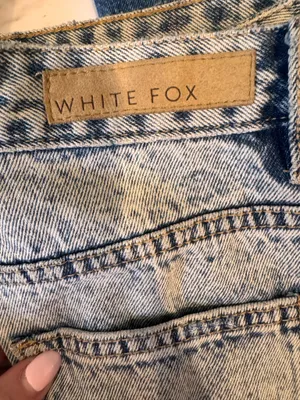 White Fox Straight Leg Denim Jeans Washed Blue M High Rise Waisted thumbnail 9