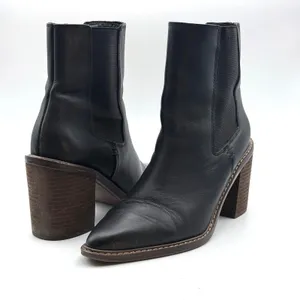 Crown Vintage Pimmy Chelsea Boots 7.5 Black Leather Pointed Toe Block‎ Heel thumbnail 6