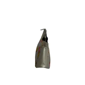 Silver Faux Leather Makeup Bag Zipper Pouch French Fries Pop Art Y2K Retro look thumbnail 4