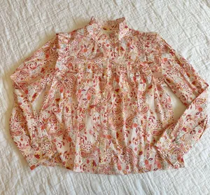 Pinch Floral Paisley Print Ruffle Long Sleeve Blouse Large NWT NEW thumbnail 1