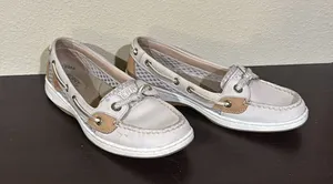 Sperry Top Sider size 7 Womens Beige White Leather Boat Shoes thumbnail 1