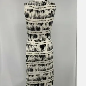 Anthropologie‎ Deletta Dress Small Black White Striped abstract Jersey Stretch S thumbnail 2