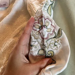 Lascana Shirred Blouse Women White Floral Embroidered Long Sleeve Boho XS 0 2 thumbnail 2