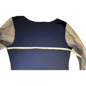 Navy Blue A-Line Dress Sheer Mesh Sequin Long Sleeve Cocktail Party Size L thumbnail 8