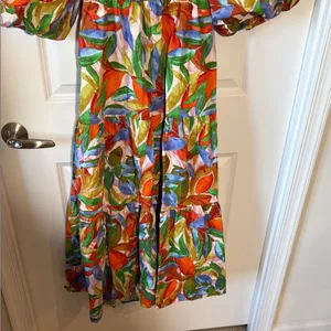 Dress forum‎ open back puff sleeve Floral Multicolor Maxi Dress size M thumbnail 5