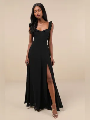 LULU’S Dreamy Admiration Black Ruffled Maxi Dress thumbnail 4