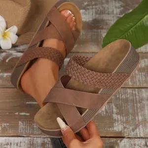 New. Brown Sandals for Women – Soft Cushioned Soles, Casual Warm Weather Wear thumbnail 2