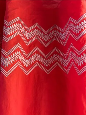 entro Bright Coral Sleeveless Embroidered midi shift dress Sz S cottagecore thumbnail 3