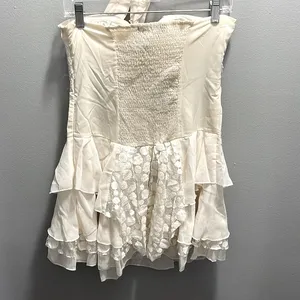 Janet Paris Women's Cream Halter Sheath Polka Dot‎ Tiered Sundress Size M thumbnail 4