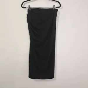 By Anthropologie Black Side Ruched Maxi Skirt Sz M thumbnail 4