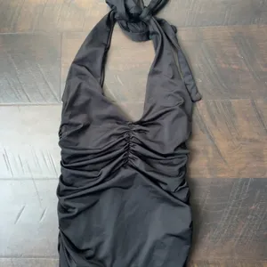 Ruched Black Halter Dress thumbnail 4