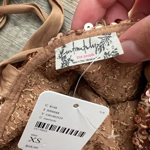 NWT Free People Sequin Crop Top Hey Girl Camisole Rose Gold size XS thumbnail 8