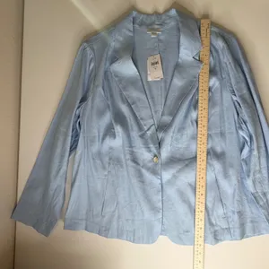 NWT J Jill Love‎ Linen Skyline Blue Blazer Jacket Size XL Coastal Office Capsule thumbnail 9