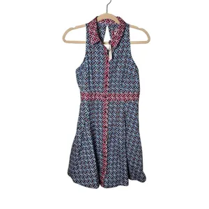 Maeve Anthropologie Buckley Button Front Mini Dress Blue Motif NWT 4 thumbnail 4