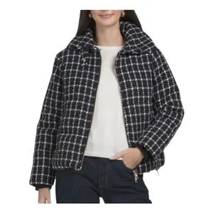 New! Jason Wu Luxe Black White Tweed Puffer Coat Old Money Jacket $395 MSRP thumbnail 3