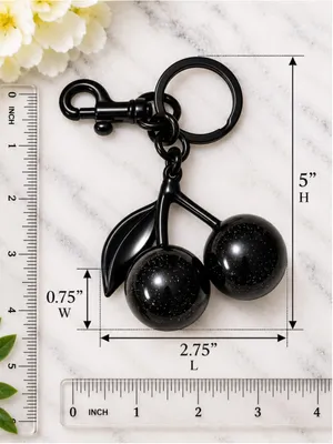 NEW Black Cherry Charm Keychain with Black Hardware NWT thumbnail 3