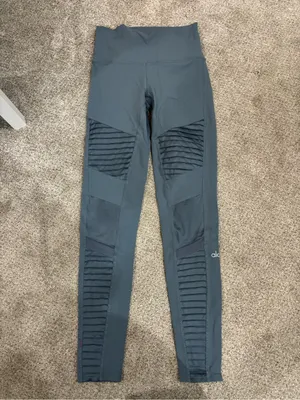 Alo Yoga Moto Full Length Airbrush Legging Gray Small Workout Activewear Running thumbnail 12