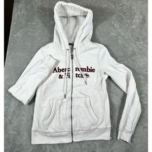 Abercrombie & Fitch Vintage Y2K Spellout Zip Up Hoodie Womens XS Sherpa Lined thumbnail 1