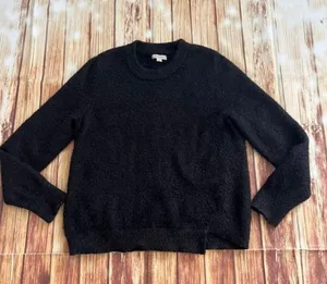 Calvin Klein Jeans Women’s Crew Neck Furry Pullover Sweater Black Size Large thumbnail 3