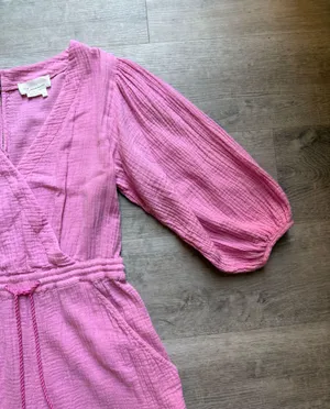 Anthropologie Celia Gauzy Cotton Pink Romper Size S Bohemian Beach Coastal thumbnail 5