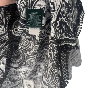 Lauren Ralph Lauren Size XL Black White Paisley Silk‎ Blend Blouse thumbnail 7