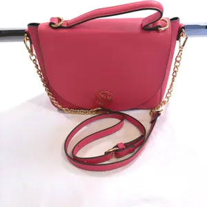 Steve Madden Pink Melodie Crossbody Bag Gold SM Logo Flap Messenger Purse 9"x7"‎ thumbnail 11