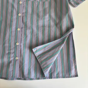 Anthropologie Lilac & Green Stripe Short Sleeve Button Up Shirt Womens XS Cotton thumbnail 8