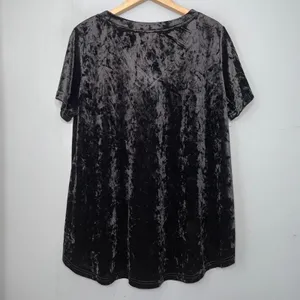 Amaryllis Plus Size 1X Dark Black Velvet Tee Top Shirt Quiet Luxury Edgy Gothic thumbnail 3