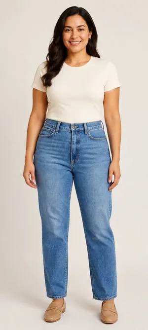 Time and Tru Women’s Straight-Leg Jeans in Medium Blue thumbnail 1