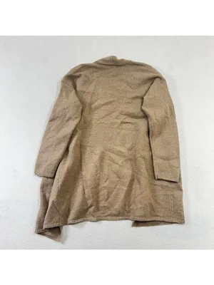 Chico's Open Front Faux-Pearl Cardigan Sweater Size 1 Medium Wool Blend Brown thumbnail 3