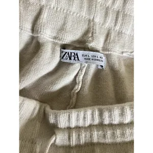 Zara Ivory Soft Cargo Sweatpants Drawstring Waist L thumbnail 4