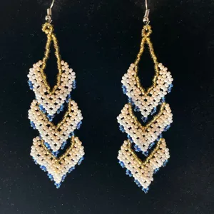 Elegant Multicolor Beaded Earrings Blue thumbnail 2